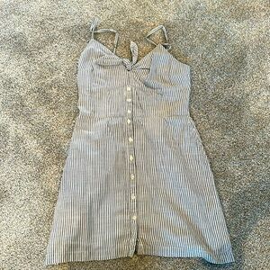 A&F blue & white pinstripe linen sundress